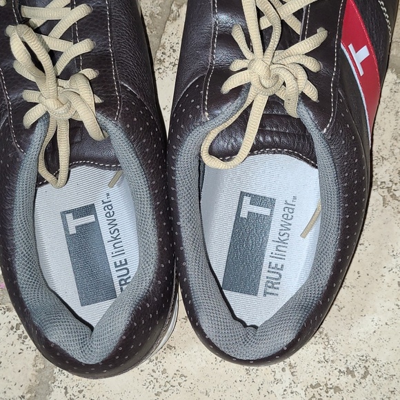 True Linkswear Brown Leather Comfort Golf Shoes Men's Size 12 - Picture 9 of 10